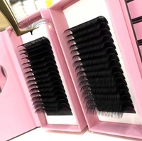 Vente en gros individuelle de cheveux synthétiques premium faits à la main, plateau de cils volumineux, extension de cils en cachemire mat foncé