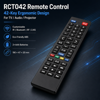 Télécommande universelle tout-en-un 42 touches RCT042 IR RF 2.4G à code fixe, commande vocale, portée 10m, en plastique pour décodeur TV et audio