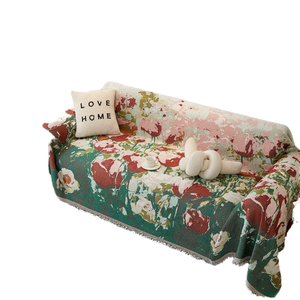 Nórdico Europeu Floral Sofá Throw Cover Estilo Pastoral New Rose Plant Linho Tecido Lavável Almofada <span class=keywords><strong>Slipcover</strong></span> - Product Image 1