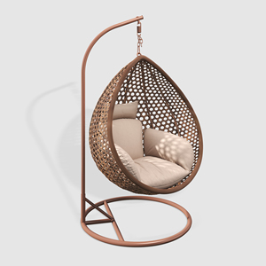 Fulin Bán Buôn Đồ nội thất sân vườn ngoài trời đu ghế trứng hình mây wicker treo ghế với kim loại đứng - Product Image 6