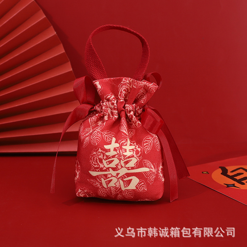 Red peony with the character for happiness [thick velvet]