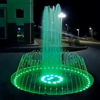 Fontaine d'eau musicale circulaire LED de luxe à changement de couleur, jet super puissant, en acier inoxydable, contrôle intelligent DMX512, pour jardin et cour