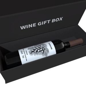 Custom Magnetic Wine Gift <b>Box</b> Single <b>Bottle</b> Luxury Black Rigid Cardboard Wine Packaging <b>Box</b> For Red Wine Champagne With Logo Pri - Product Image 2