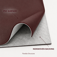 Tissu en cuir PVC gaufré imperméable marron avec support non tissé pour sacs, chaussures, meubles