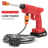Laveuse de voiture sans fil haute pression OJOJ 21V avec batterie au lithium, nettoyage à haute pression 6-8 bars, distance de pulvérisation 8-9 m
