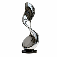 Sculpture moderne abstraite en acier inoxydable poli miroir, ornement paysager de jardin extérieur, statue d'art métallique décorative