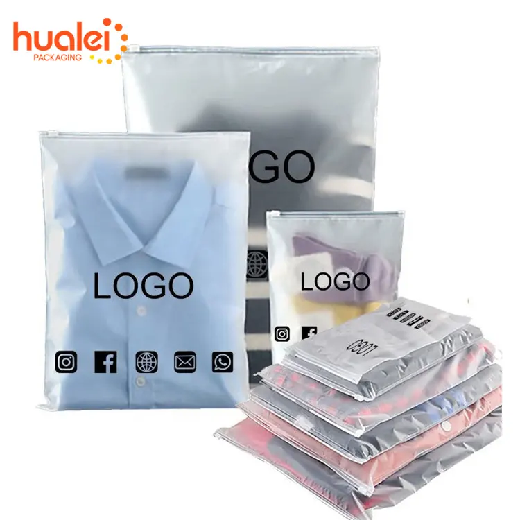 पीई कपड़े पैकेजिंग कस्टम पैकेजिंग एलडीपीई कॉस्मेटिक क्लियर लोगो फ्रॉस्टेड ज़िप जिपलॉक प्लास्टिक बैग कपड़ों के लिए