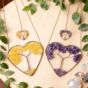 Atrapasueños de Cristal con Piedras Naturales Curativas, Árbol de la Vida, Atrapasueños con Cristal en Forma de Corazón para Decoración, Venta al Por Mayor - Product Image 5