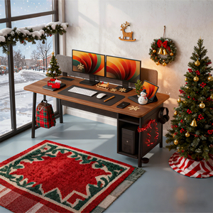 モダンでシンプルなオフィスデスク、広い足元スペース、木製ゲーミングワークデスク、収納付きコンピューターデスク - Product Image 5