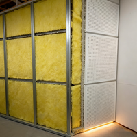 Matériel d'isolation en laine de verre haute densité personnalisé, panneau acoustique mural, réduction du bruit de 90%, combiné à une ossature en acier léger