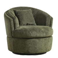 Fauteuil d'appoint pivotant à 360 degrés Fauteuil en tonneau vert confortable avec oreiller pour salon, chambre ou salle de lecture