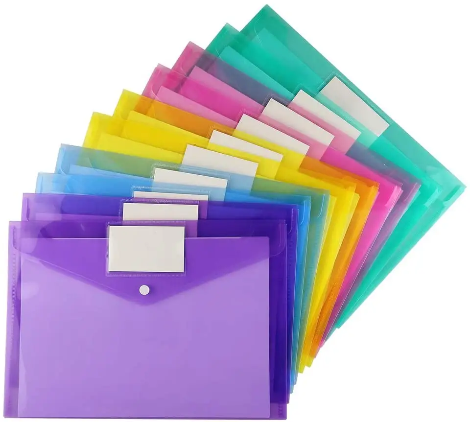 Bview Art A4 Size Plastic Clear File Envelopes Document Folders With Label Pocket
