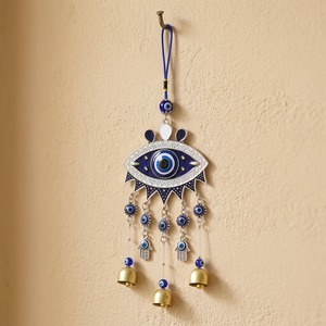 Achetez en gros : Décoration murale créative et tendance en métal, style Art Déco, motif œil protecteur abstrait, avec clochettes et perles, par Rawat Handicrafts - Product Image 2