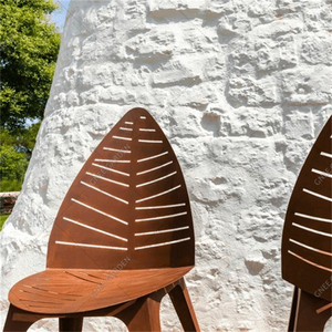 Chaises de siège de jardin en acier Corten Funky Outdoor pour café - Product Image 5