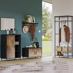 <span class=keywords><strong>VASAGLE</strong></span> Porte-manteau mural Organisateur d'entrée en fer et bois pour le salon <span class=keywords><strong>Étagère</strong></span> <span class=keywords><strong>murale</strong></span> de septembre - Product Image 4