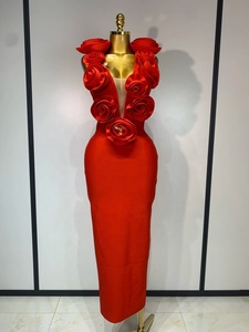 Nuovo Abito Elegante da <span class=keywords><strong>Donna</strong></span> per Feste e Club, Senza Maniche, Aderente, con Fiori 3D, Lussuoso per Celebrità e Compleanni - Product Image 1