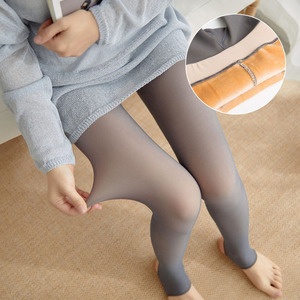 Mallas de invierno para mujer, con <span class=keywords><strong>efecto</strong></span> piel pantimedias, medias térmicas para mujer, calcetín de felpa translúcido, pantalones de cintura alta con forro polar - Product Image 1