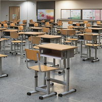 Ensemble table et chaise en bois réglable au design moderne pour les enfants d'âge scolaire - Mobilier pour étudiants