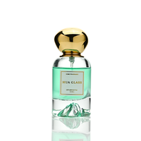 Flacon de parfum en verre cylindrique à faible MOQ, 30 ml, 50 ml, flacon de parfum vide, flacon en verre à fond volcanique avec bouchon en plastique et boîte
