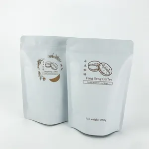 Alta qualidade reciclável stand up zip lock 250g 500g plástico impresso moído café embalagem saco com válvula