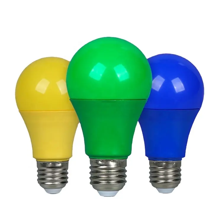 AC/DC 12V globe decorate 5w 7W 9W e27 red yellow blue green pink A60 color led bulb , LED-COLOR