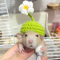 Petit chapeau fait main pour animaux de compagnie pour hamster souris perroquet avec une branche de fleur mignonne couvre-chef pour fournitures pour petits animaux