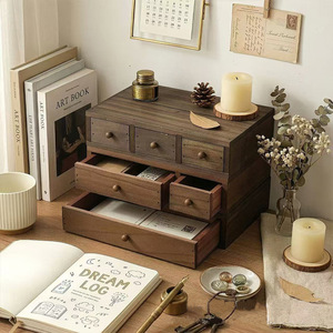 Solid wood desktop drawer <b>storage</b> <b>box</b>, jewelry organizer, <b>document</b> organizer, monitor lift shelf - Product Image 2