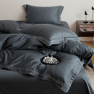 100% Cotton Woven Modern King Size Solid Color Luxury Hotel Bedding <strong>Sets</strong> Duvet Cover <strong>Bed</strong> Sheets Customizable 300TC <strong>Purple</strong> - Product Image 5