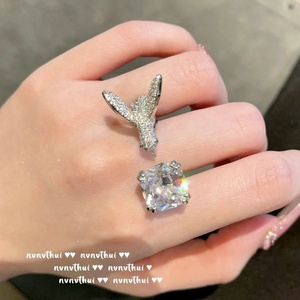 Vintage kadın 18K altın kaplama kanarya zirkon kuş yüzük için doğal taş ile yıldönümü hediyesi - Product Image 4