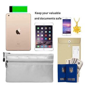 Double Zipper Fireproof <b>Document</b> <b>Bag</b> Money Passport and Credit Card Holder Filing Products - Product Image 5
