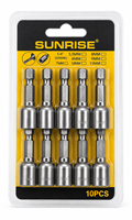SUNRISE Jeu de douilles magnétiques chromées 10 pièces, embouts de vissage à chocs à tige hexagonale OEM, à dégagement rapide, métriques, qualité industrielle, garantie 3 ans