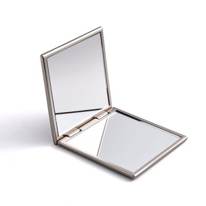 High Quality Thin Unique Fashion Soft Enamel Custom Logo <b>Square</b> Dual Side Brand Name Pocket Compact <b>Mirror</b> - Product Image 5