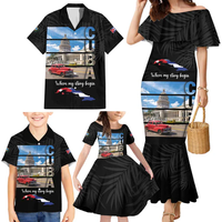 Tenues assorties Cuba pour la famille Robe en queue de poisson épaules dénudées Vestidos cubains femmes élégantes