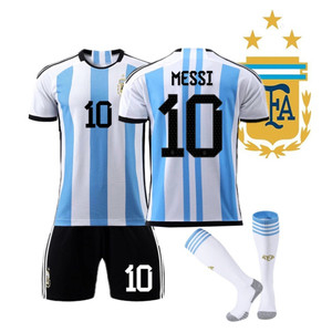 Maillots de football sublimés pour la Coupe du Monde : Argentine Messi N°10, Brésil Neymar, France Mbappé, Portugal – Hauts et shorts imprimés - Product Image 1