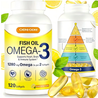 Gélules d'huile de poisson oméga-3 OEM/ODM |   1280 mg par portion |   Saveur citron |   Complément alimentaire pour le soutien du cœur, du cerveau et de l'immunité