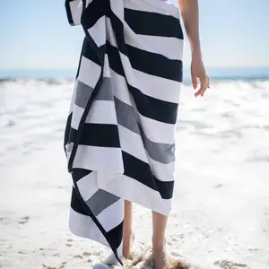 Personalizado seu próprio logotipo algodão praia toalha OEM super absorvente macio banho praia toalha