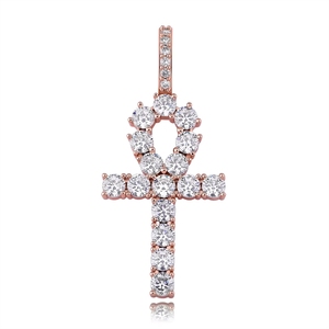 Collier tendance en cuivre avec pendentif croix hip-hop européen et américain, zircon multicolore, pour une personnalité affirmée - Product Image 5