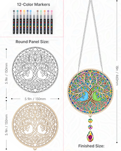 Colorido Árbol de la Vida de Madera para Colgar en la Pared con Cristales Colgantes, Pieza de Arte Decorativa - Product Image 2