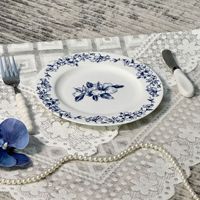 Assiette à dessert en céramique vintage de style pastoral français, rétro, pour servir des fruits, des gâteaux, des pâtes, passe au micro-ondes, passe au lave-vaisselle