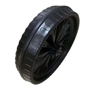 14 inch 350-80 polyurethane pu foam flat free solid rubber tire wheel with 12/16/20/25mm bearings all terrain