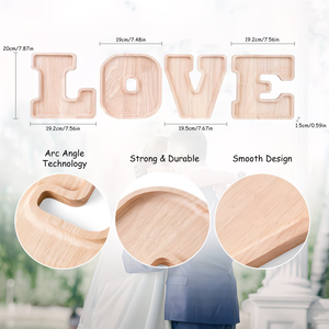 Plateau à lettres en bois contemporain, <span class=keywords><strong>grand</strong></span> <span class=keywords><strong>format</strong></span>, robuste et durable, pour collations, fruits, desserts, gâteaux, plateaux sensoriels en bois avec alphabet. - Product Image 5