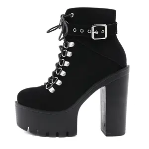Stivali da donna con plateau da donna in pelle nera 13cm con tacco <span class=keywords><strong>alto</strong></span> <span class=keywords><strong>alto</strong></span> da donna stivali gotici Xinzirain personalizzato - Product Image 1