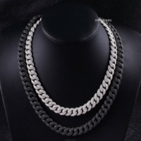 Panthère noire avec Moissanite noire Cied Out 9mm-13mm chaîne à maillons cubains pour bijoux Hiphop plaqué or