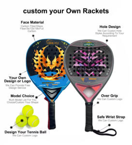 Palas de Tenis de Playa Profesionales de Proveedor Chino, Mejor <span class=keywords><strong>Raqueta</strong></span> de Pádel <span class=keywords><strong>Dunlop</strong></span> con Marco de Fibra de Carbono, Raquetas Importadas - Product Image 2