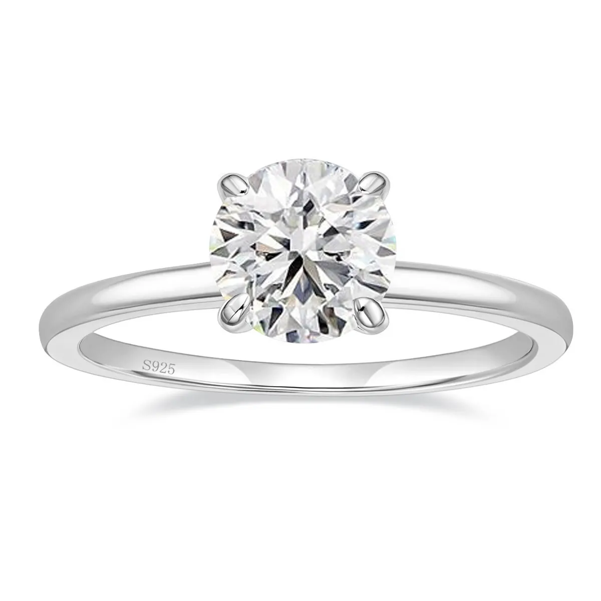 OLAN卸売ジュエリー925スターリングシルバー結婚指輪1.5カラットラウンドカットモアッサナイトソリティア婚約指輪女性用