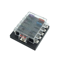 Bloque de Fusibles FKY FKY-D1-10PS de Repuesto con Cubierta Antipolvo de PBT+PC para Uso en Barcos, Terminales de Aleación, Soporte de Fusibles con Bloqueo por Tornillo, ROHS