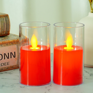 <span class=keywords><strong>Bougie</strong></span> sans <span class=keywords><strong>flamme</strong></span> à <span class=keywords><strong>LED</strong></span> <span class=keywords><strong>rouge</strong></span> avec manchon en acrylique transparent, <span class=keywords><strong>flamme</strong></span> <span class=keywords><strong>vacillante</strong></span> pour mariage, décoration intérieure, éclairage d'ambiance, fonctionne sur piles - Product Image 4