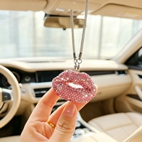 Pendentif lèvres en strass scintillant, breloque de sac en cristal, décoration suspendue pour rétroviseur de voiture, accessoire de mode féminin, cadeau