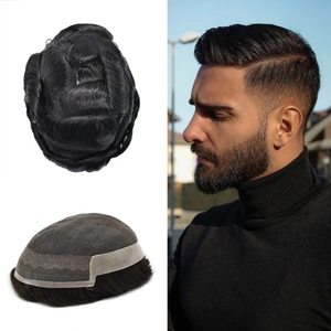 Vente en gros prêt à expédier perruque toupet pour hommes système OCT dentelle avec Poly dos côtés remplacement de cheveux indiens prêt à expédier - Product Image 2