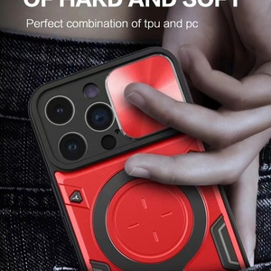 Funda para iPhone 16 15 Pro Max con Cubierta Deslizante para Lente de Cámara y Anillo Magnético Trasero con Soporte, Funda Protectora para Teléfono - Product Image 2